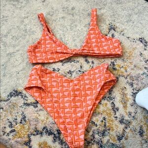 Skatie Orange Geometric Bikini